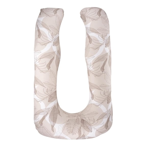 Pregnancy Pillow, J Shaped Pillow, Maternity Pillow For Sleeping - Light Brown | Mekko Printed, 100% Cotton Pillow For Pregnant Mothers With Breathable & No Heat Fabric - Full Body Support
