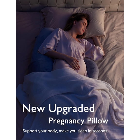 Pregnancy Pillow, Original F Shaped Maternity Pillow for Pregnant Women with Adjustable Wedge Pillow, Full Body Support Pregnancy Pillows for Side Sleeping with Velvet Cover, Grey