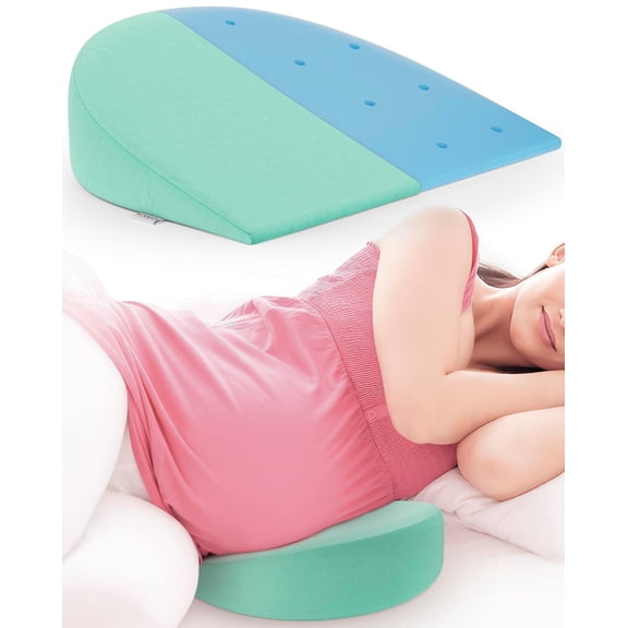 Pregnancy Pillow For Pregnant Women, Memory Foam Maternity Pillow - Aqua Green | Wedge For Supporting Belly, Back During Pregnancy - Provides Soft-Support To The Baby Bump, Comfortable Pillow