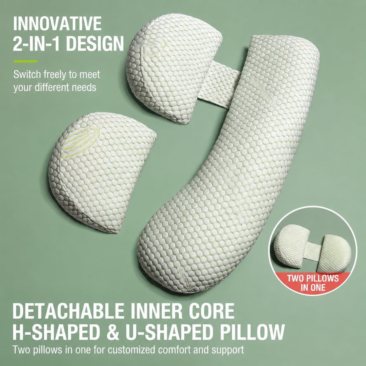 Oternal Pregnancy Pillow for Comfort – Soft Full Body Support for Back, Belly, Hips & Legs, Maternity Pillow with Removable Adjustable Cover