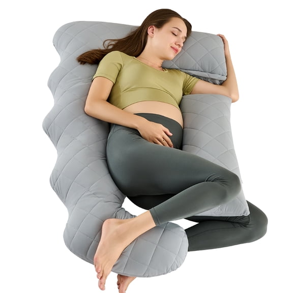Pregnancy Pillow for Sleeping,Full Body Maternity Pillow with Removable Diamond Quilted Cool Fabric,Support for Back,Belly for Pregnant Women,Side Sleeper, Warm Cushion, 51 Inch