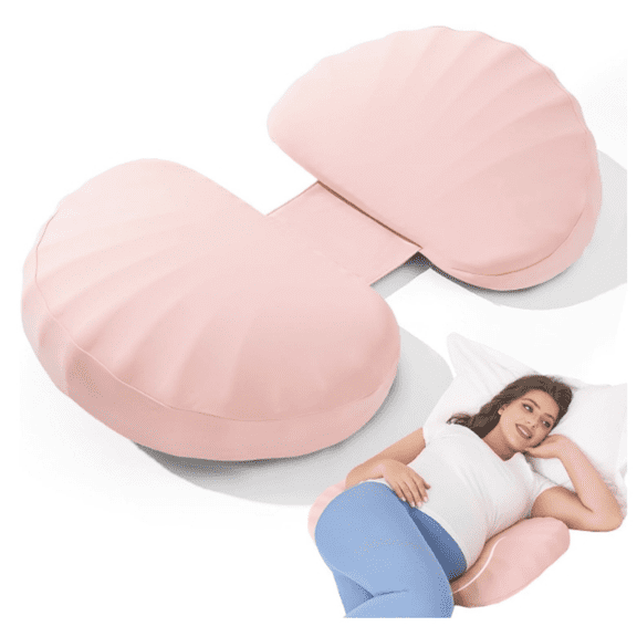 Pregnancy Pillow for Sleeping Memory Foam Pillow for Side Sleeper, Maternity Pillow Support for Back, Belly, HIPS for Pregnant Women, Portable and Adjustable Travel Wedge Pink