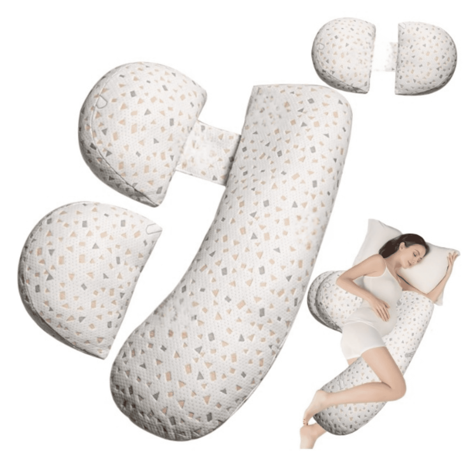 Pregnancy Pillow for Women - Maternity Pillow for Back Pain Relief & Full Body Support, Soft Sleeping Pillow with Removable Cover for Side Sleepers and Pregnancy