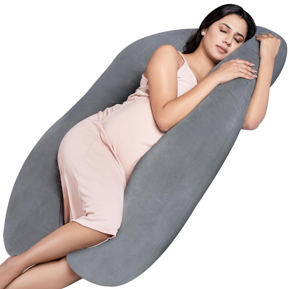 Pregnancy Pillow For Women, U Shape Maternity Pillow, Adjustable Pillow, Grey | Pillow For Pregnant Women, Premium Velvet Cover | Full Body Support, Relieves Pain, Multipurpose Pillow