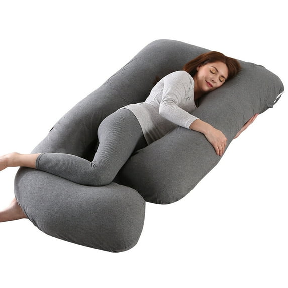 Pregnancy Pillow for Sleeping, Extra Large J Shaped Body Pillow, Maternity Pillow for Pregnant Women with Cotton Cover, Dark Grey,57x27.5 inch