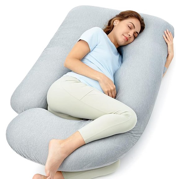 Pregnancy Pillows with Cooling Cover, U-Shaped Full Body Maternity Pillow for Side Sleepers 57 Inch - Support for Back, Hip, Belly, Legs for Pregnant Women