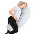 thumbnail image 1 of Pregnancy Pillows for Side Sleeping, J Shaped Maternity Body Pillow for Pregnancy, Soft Pregnancy Pillow with Jersey Cover for Head Neck Belly Support, Grey, 1 of 8