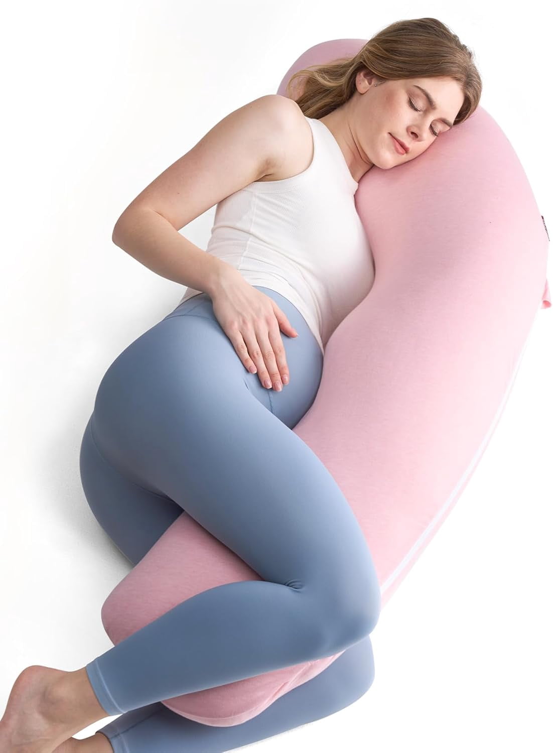 Pregnancy Pillows for Side Sleeping, J Shaped Maternity Body Pillow for Pregnancy, Soft Pregnancy Pillow with Jersey Cover for Head Neck Belly Support