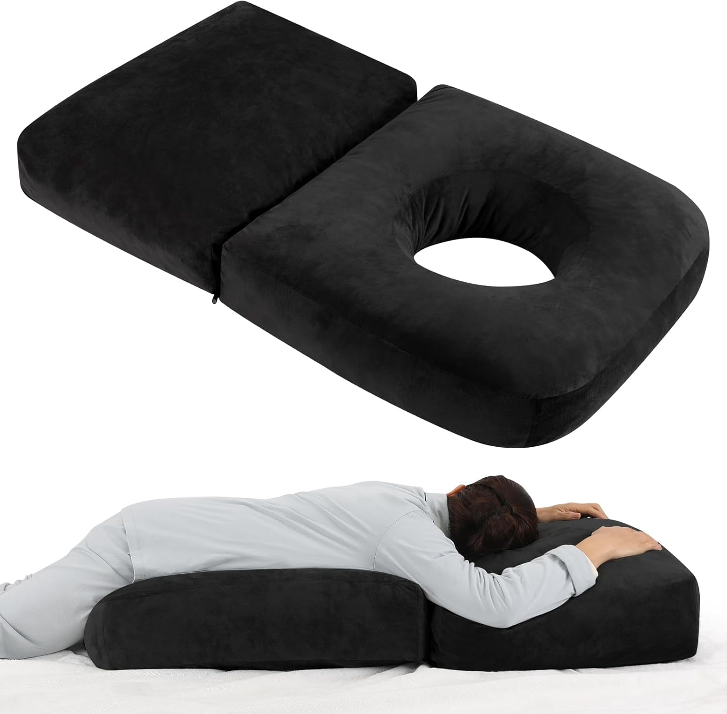 Pregnancy Pillows for Sleeping, 45.3 Inch Pregnancy Massage Pillow Full Body Pillow with Removable Cover - Support for Back, Legs, Belly, HIPS for Pregnant Women(Black)