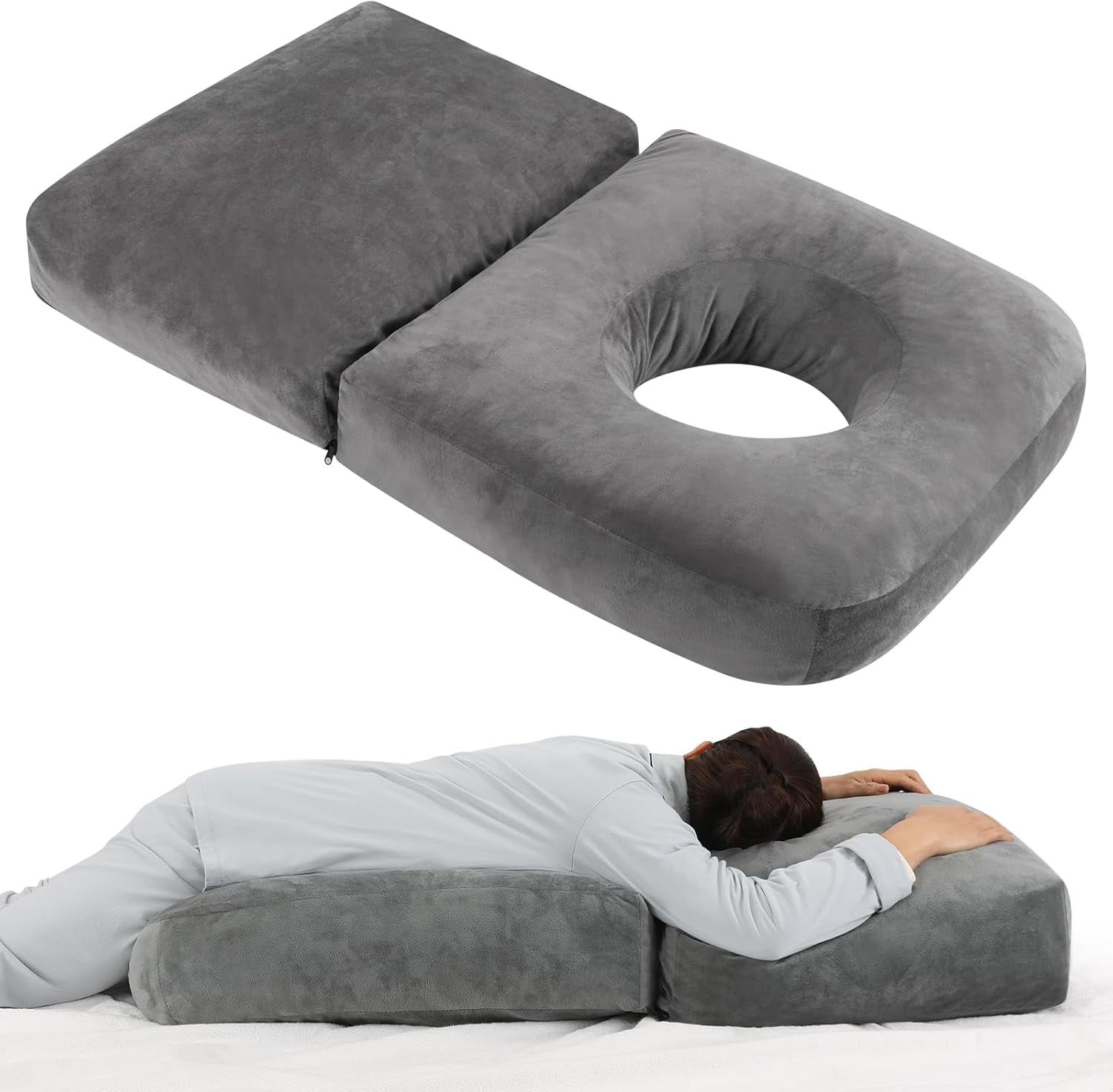 Pregnancy Pillows for Sleeping, 45.3 Inch Pregnancy Massage Pillow Full Body Pillow with Removable Cover - Support for Back, Legs, Belly, HIPS for Pregnant Women (Dark Grey)