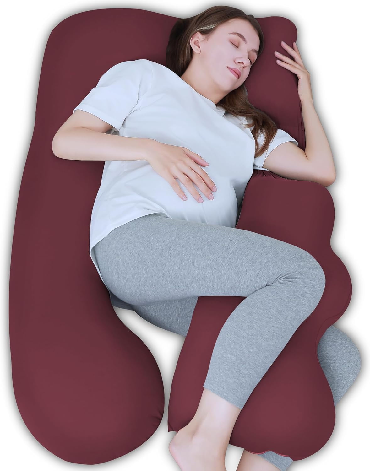 Pregnancy Pillows for Sleeping Removable Cooling Cover J+i Shaped