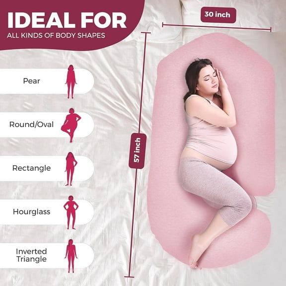Pregnancy Pillows for Sleeping - V C U Shaped 57inch Full Body Pillow with Removable Washable Cover, Cooling Maternity Pillow for Pregnant Women, Support for Back Belly Legs Hip