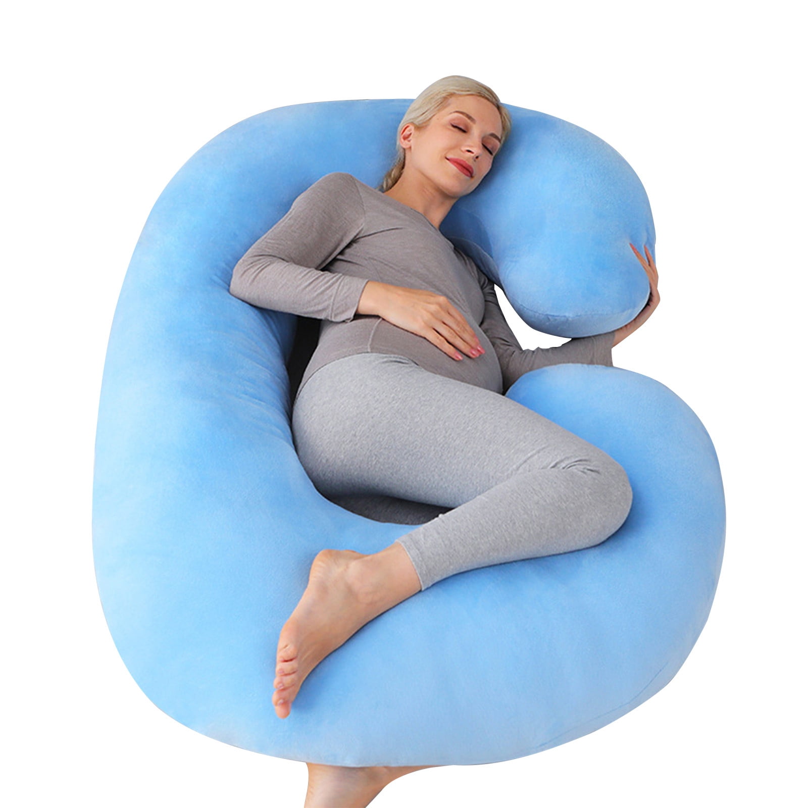 Pregnancy Pillows, Soft U-Shape Maternity Pillow with Removable Cover - Full Body Pillows for Adults Sleeping - Pregnancy Must Haves - Jumbo 51 Inch - Bright Blue