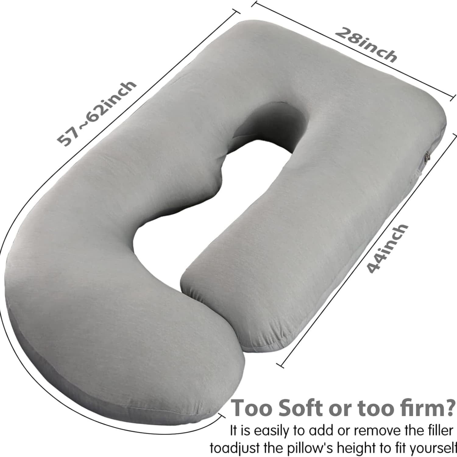 Pregnancy Pillows,U-Shape Full Body Pillow Cooling Cover Dark Grey Pregnancy Pillows for Sleeping Body for Adults,Maternity Pillow (Cooling Material,Haze Grey)