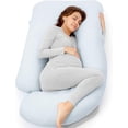 thumbnail image 1 of Pregnancy Pillows for Sleeping, U Shaped Full Body Pillow Women with Removable Jersey Cotton Cover, 57 Inch Maternity Pillow, Light Blue, 1 of 4