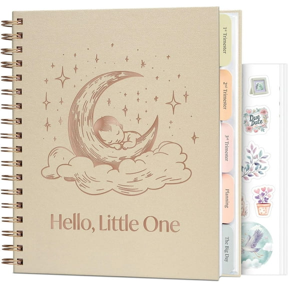 Pregnancy Planner Journal Pregnancy Log Book & Keepsake with Prompts, Checklists, Calendars Spiral-Bound Memory Book for Moms-to-Be, 8.3x9.3 (Pearl)