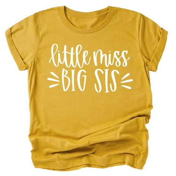 Pregnancy Reveal Big Sister Announcement Little Miss Big Sis T-Shirts Mustard Shirt 2T