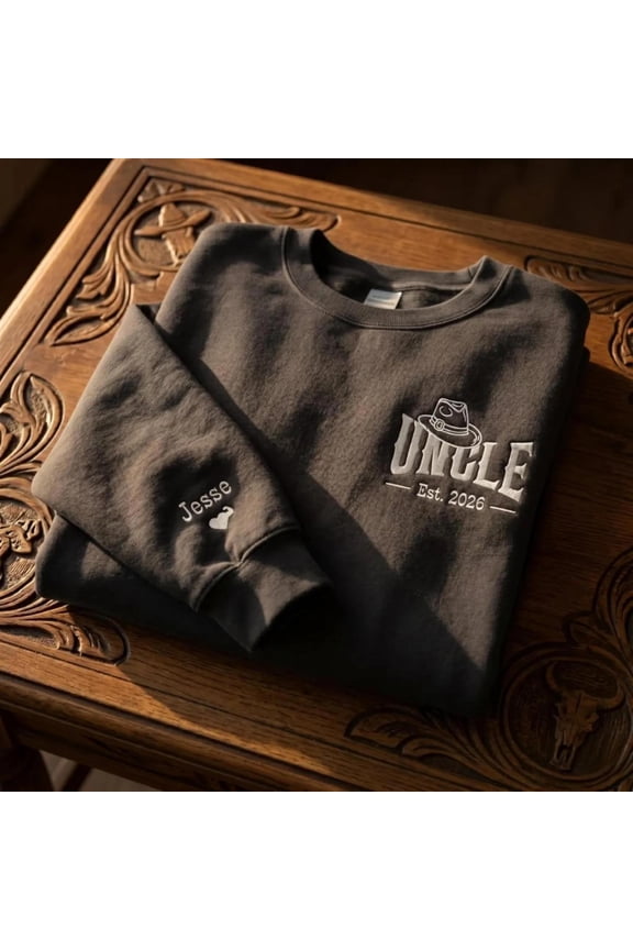 Pregnancy Reveal Gift For Uncle, Custom Embroidered Sweatshirt