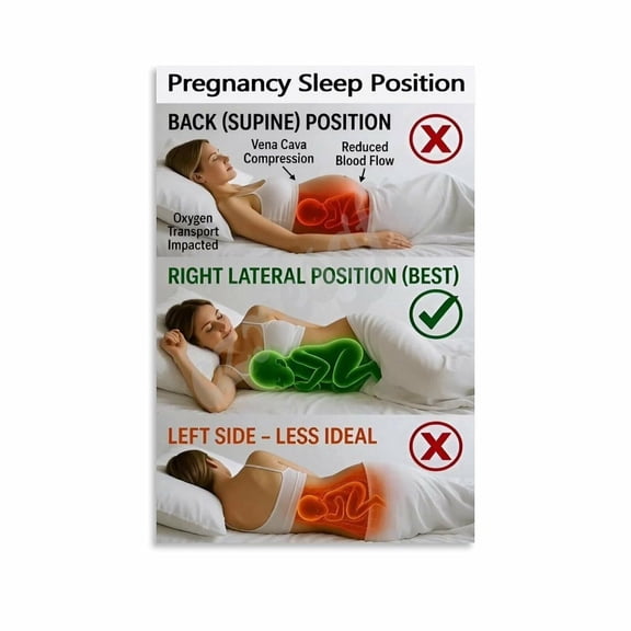 Pregnancy Sleep Position Poster Prenatal Health Education Wall Art Canvas Painting Wall Art