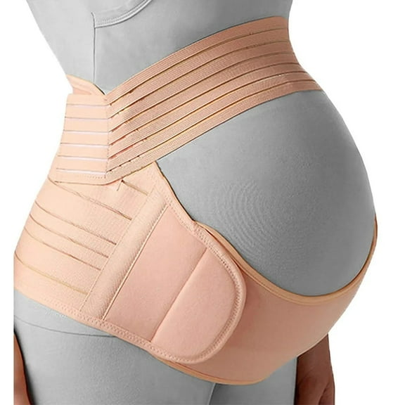 Pregnancy Support Belt, Maternity Belly Band For Back & Abdomen Support, Adjustable Breathable Cotton Elastic Band For Pain Relief, Fits Waist 28-44 Inches (Black/Beige)