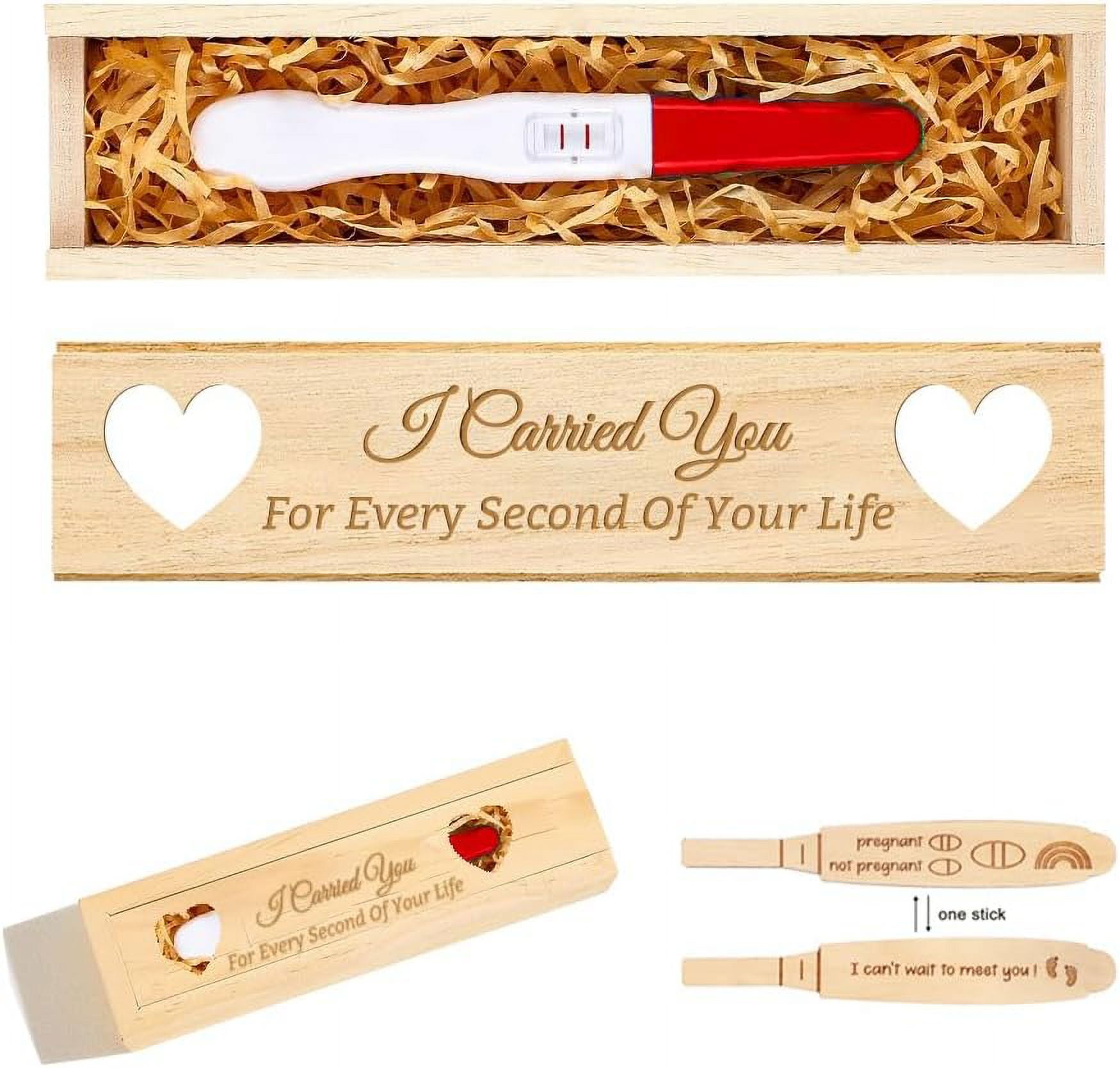 Baby Announcement Wooden Pregnancy Test Keepsake Box Gift For
