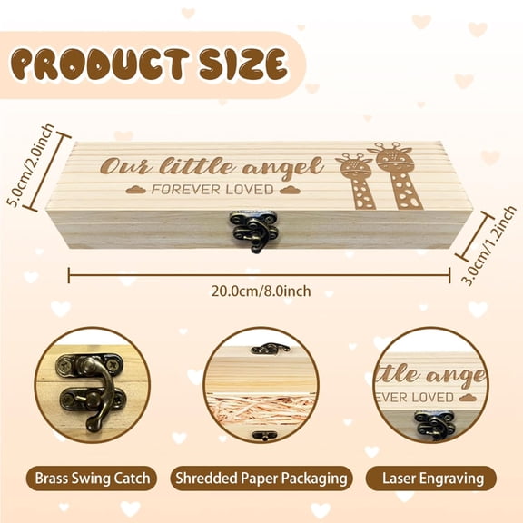 Pregnancy Test Keepsake Box Cartoon Giraffe Wooden Pregnancy Announcement Gifts Box with Raffia Ribbon and Lock Announcement Gifts for Dad Husband 8x2x1.2inch