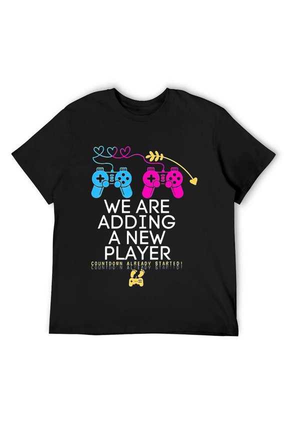 Pregnancy announcement , "We are adding a new Player" funny T-Shirt Black M