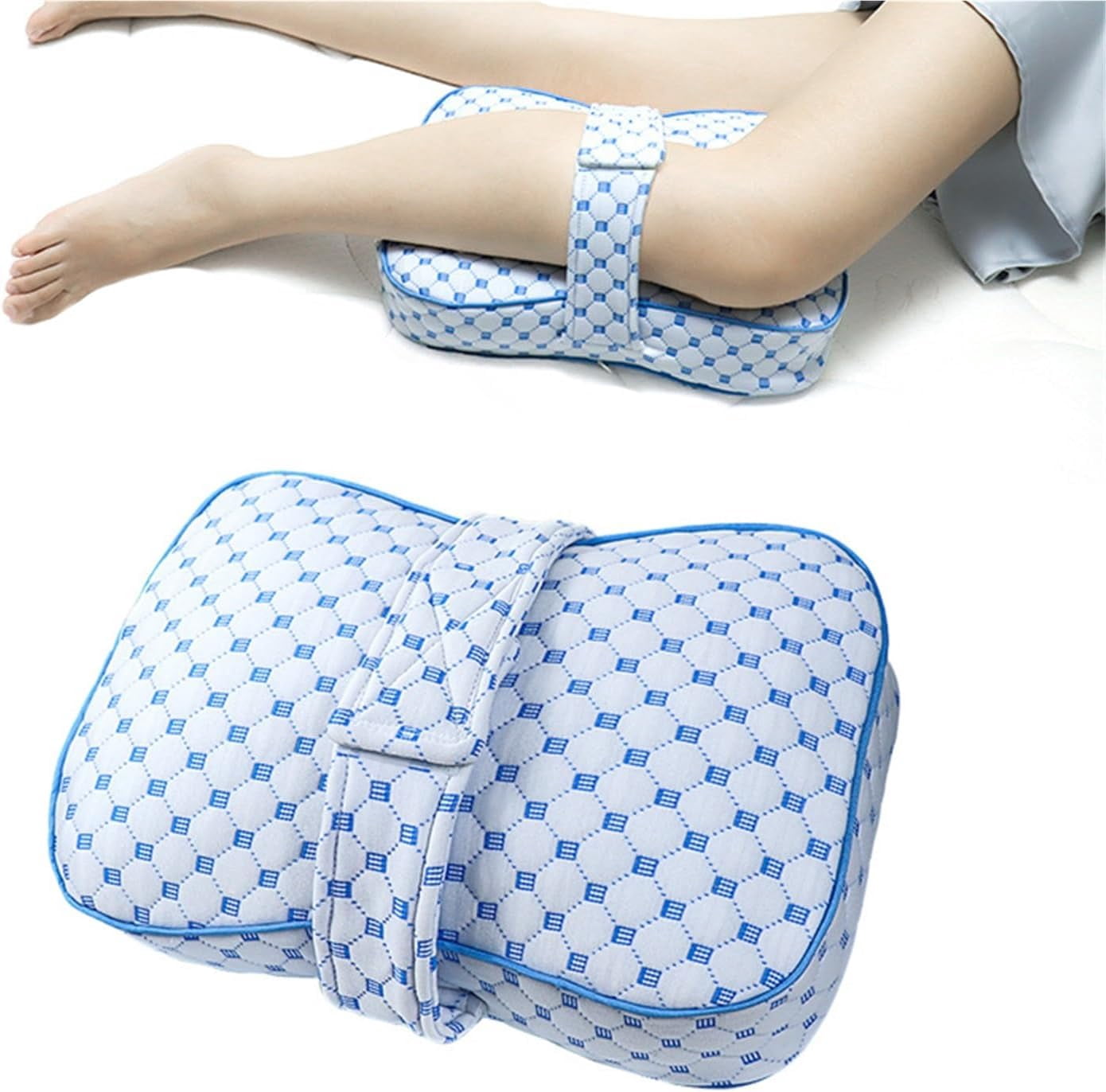 Pregnancy side sleeping pillow, side sleeping pillow, Ergonomic PP, cotton leg pillow, Adjustable straps, Breathable pillowcase, Supports back, hips and knees (blue)