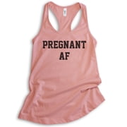 Pregnant AF Tank Top, Ladies Racerback Tank Top, Pregnancy Tank, New Mom Tank, Baby Announcement Tank, Desert Pink, X-Large