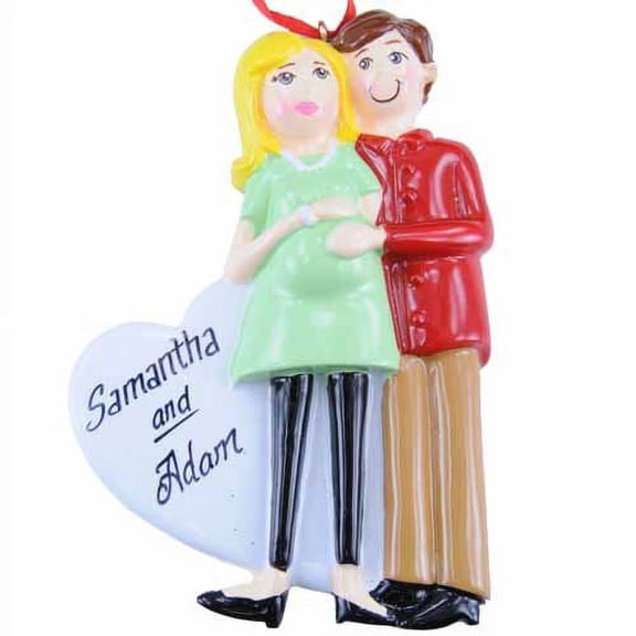 Pregnant Couple Blond Personalized Christmas Ornament DO-IT-YOURSELF