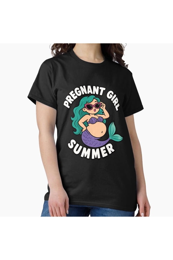 Pregnant Girl Summer Beach Mermaid Funny Pregnancy Gear G6821, for Unisex – Up to 5XL