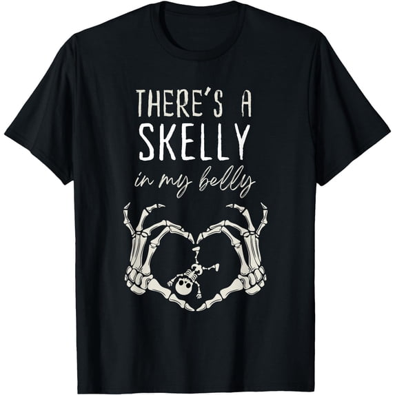 Pregnant Halloween There's Skelly in My Belly T-Shirt