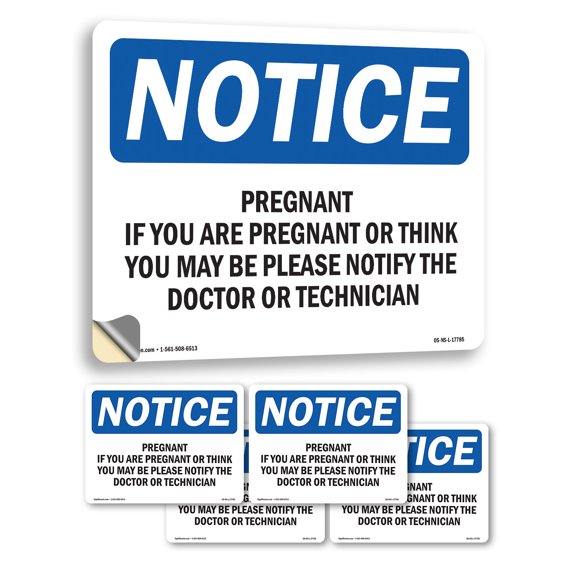 Pregnant If You Are Pregnant Or Think You OSHA Notice Vinyl Decal Label 5 Inch x 3.5 Inch - 5 Pack