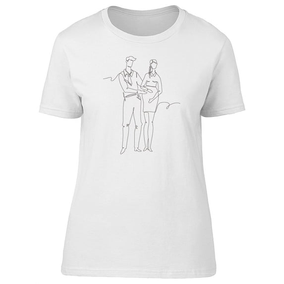 Pregnant Lady & Man Line Sketch Tee Women's -Image by Shutterstock