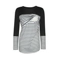 thumbnail image 1 of Pregnant Maternity Breastfeeding Long Sleeve Tops For Women Ladies Fashion Solid Color Stripe Print Short Sleeve Maternity Breastfeeding Clothe Top, 1 of 5