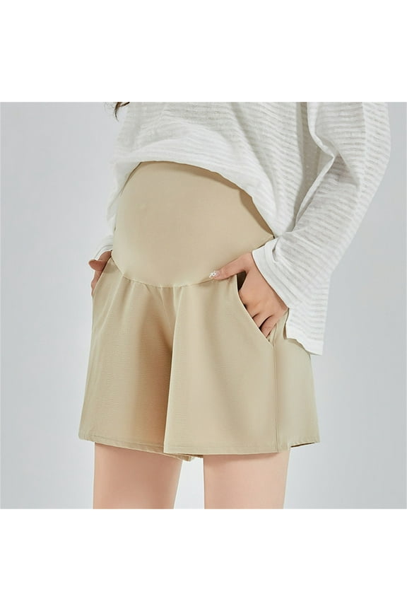 Pregnant Maternity Shorts Women's Leggings Shortened Pregnant Women's Pants Casual Pregnant Women's Cropped Pants Khaki M