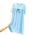 thumbnail image 1 of Pregnant Mom Summer Sleeveless Split Maternity Dresses Nightgowns for Women Sleepshirt Short Sleeve Nightshirt Soft Sleepwear V Neck Pajama Dress Light blue 1L, 1 of 3