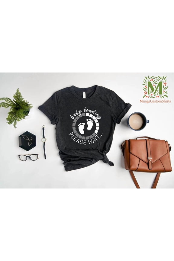 Pregnant Shirt, Baby Loading Please Wait T-Shirt, Pregnancy Announcement Shirt, First Mothers Day, Baby Reveal Shirt, Mom To Be Tshirt, Full Size S-5XL
