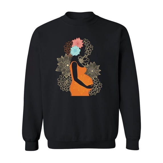 Pregnant Woman Floral Design Sweatshirt Women -Image by Shutterstock, Female 4X-Large