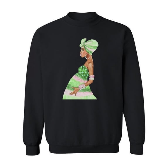 Pregnant Woman In Green Dress Sweatshirt Women -Image by Shutterstock, Female Medium