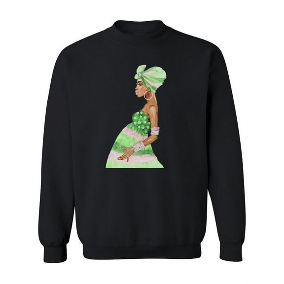 Pregnant Woman In Green Dress Sweatshirt Women -Image by Shutterstock, Female x-Large