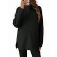 thumbnail image 1 of Pregnant Women Long Sleeve Loose Shirt Half Zipper High Neck Casual Pregnancy Pullover, Black XXL, 1 of 7