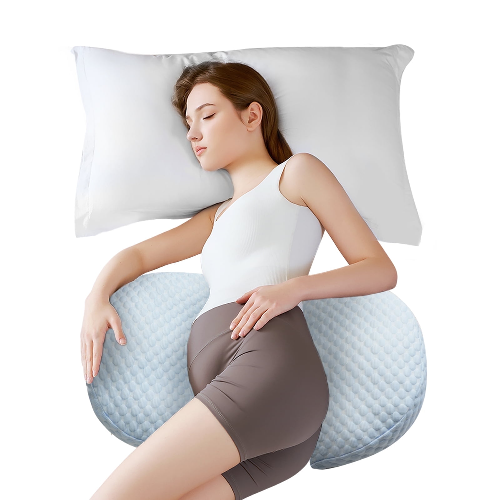 Pregnant Women's Side Sleeping Pillow Adjustable Length Portable Maternity Pillow to Support Waist and Backside