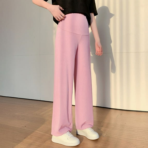 Pregnant Women's Wide Leg Pants Loose Casual Straight Leg Pants - Comfortable Maternity Wear with Elastic Waist for Daily Use, Limited Time Offer Under 10 Dollars