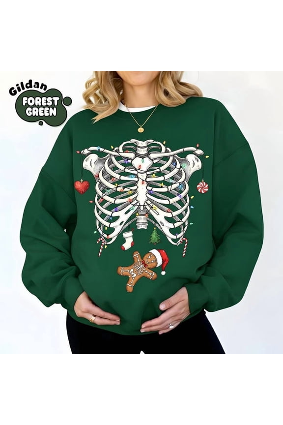 Pregnant Xmas Sweatshirt, Pregnancy Announcement, Holiday Winter Gift - Sizes S-5XL ,Art Print JSC