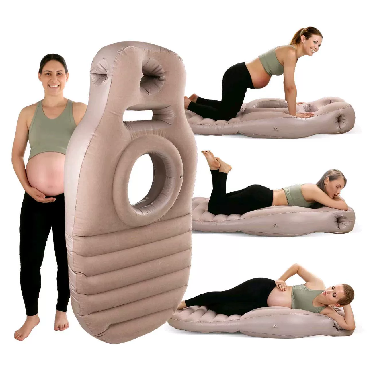 Pregnant woman air mattress with abdominal hole,thebest for prone sleep, PVC inflatable maternity mattresstummy concaveandconvexcomfortable pregnant woman O-type sleepingpillow inflatablesleeping mat