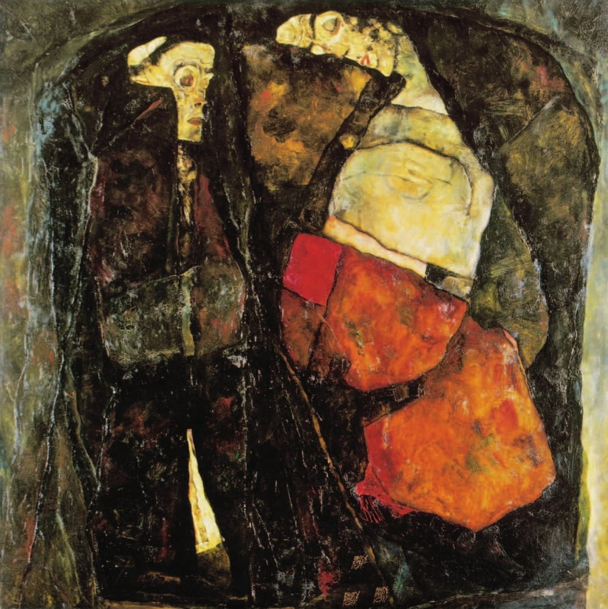 Pregnant woman and death 1911 Canvas Art - Egon Schiele (24 x 36)