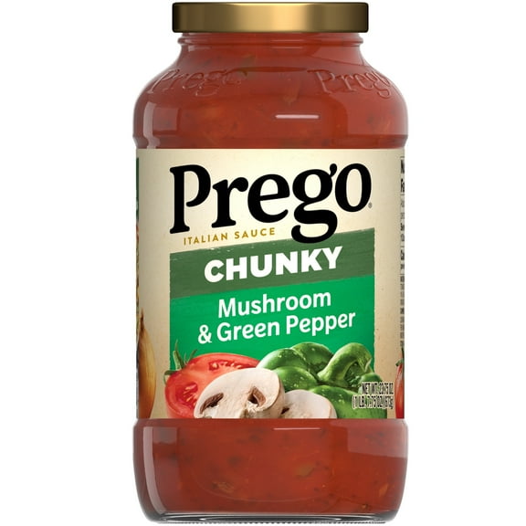 Prego Chunky Mushroom and Green Pepper Spaghetti Sauce, 23.75 oz Jar