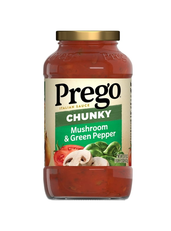 Prego Chunky Mushroom and Green Pepper Spaghetti Sauce, 23.75 oz Jar