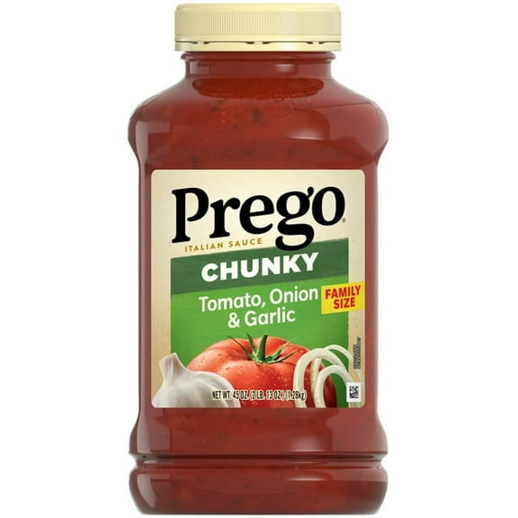 Prego Chunky Tomato with Garlic and Onion Spaghetti Sauce 45 oz Jar (Pack of 2)